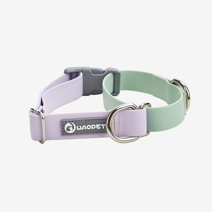 WAOPET Contrasting Colors Waterproof Dog Collar Green