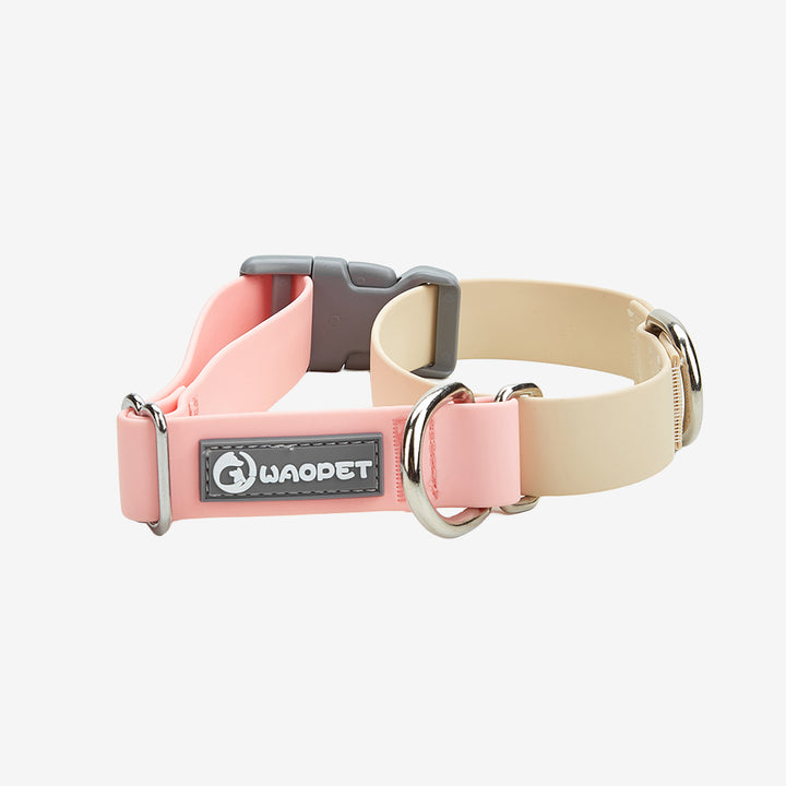 WAOPET Contrasting Colors Waterproof Dog Collar Pink