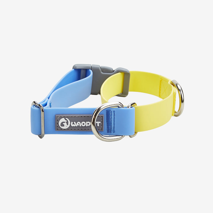 WAOPET Contrasting Colors Waterproof Dog Collar Blue