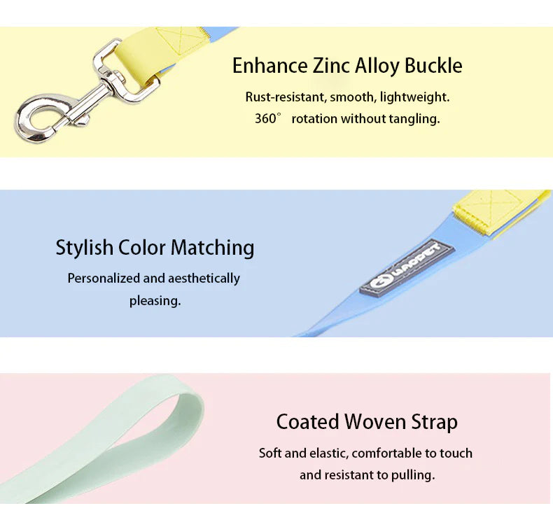 WAOPET Contrasting Colors Waterproof Dog Leash Detailed Drawing