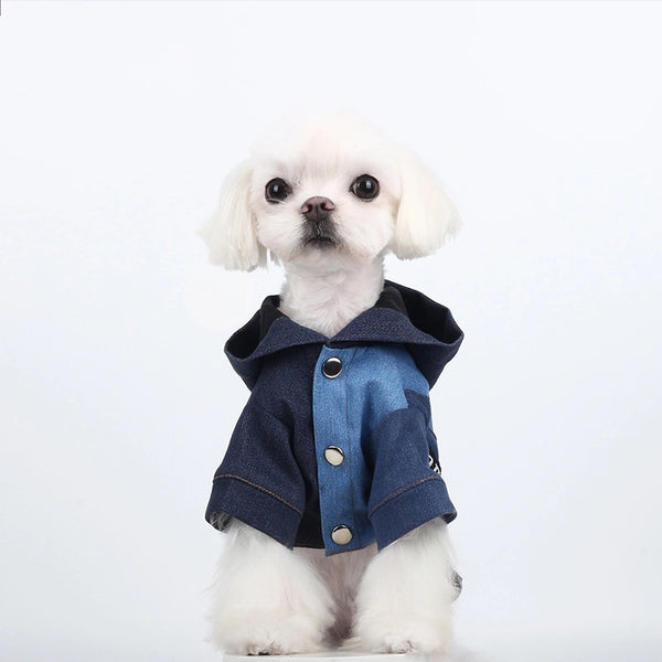 Denim Dog Hoodie-Cardigan