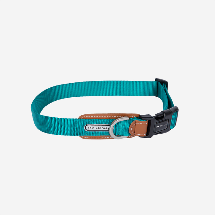 Leather-Stitched Dog Collar-Green