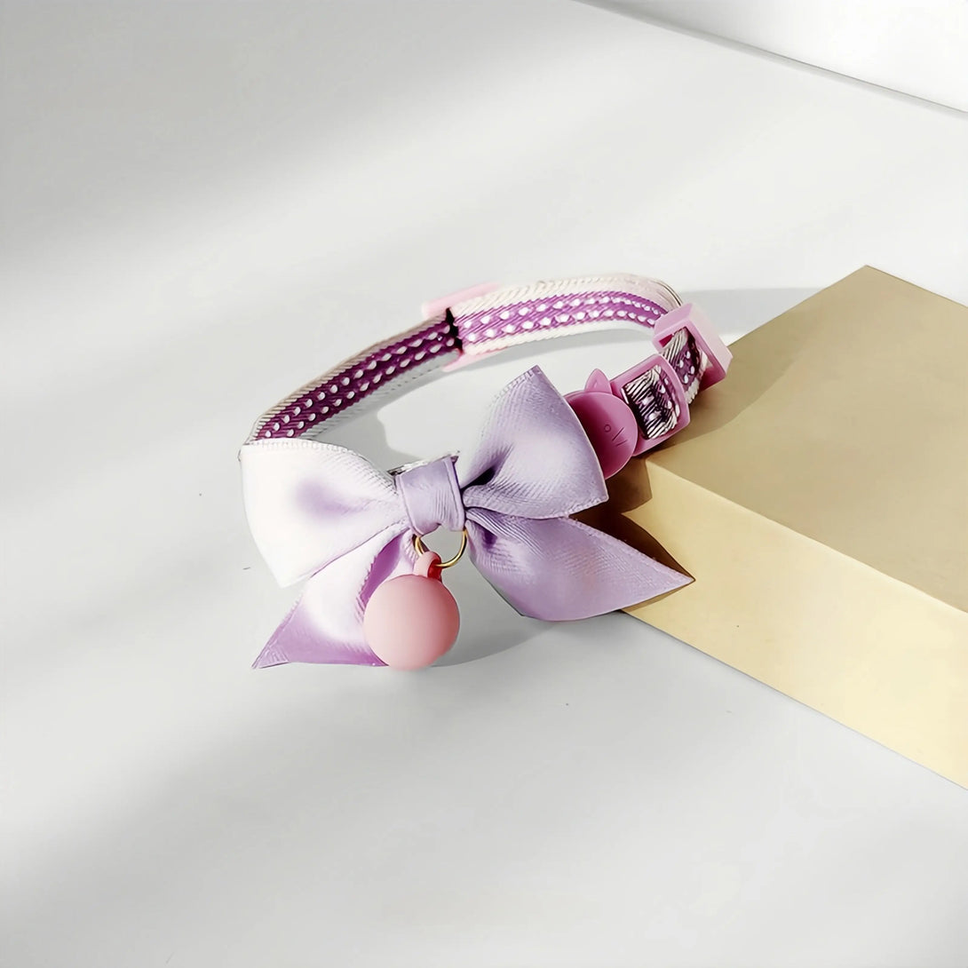 Paw Journeys Satin Butterfly Bow Cat Collar Purple