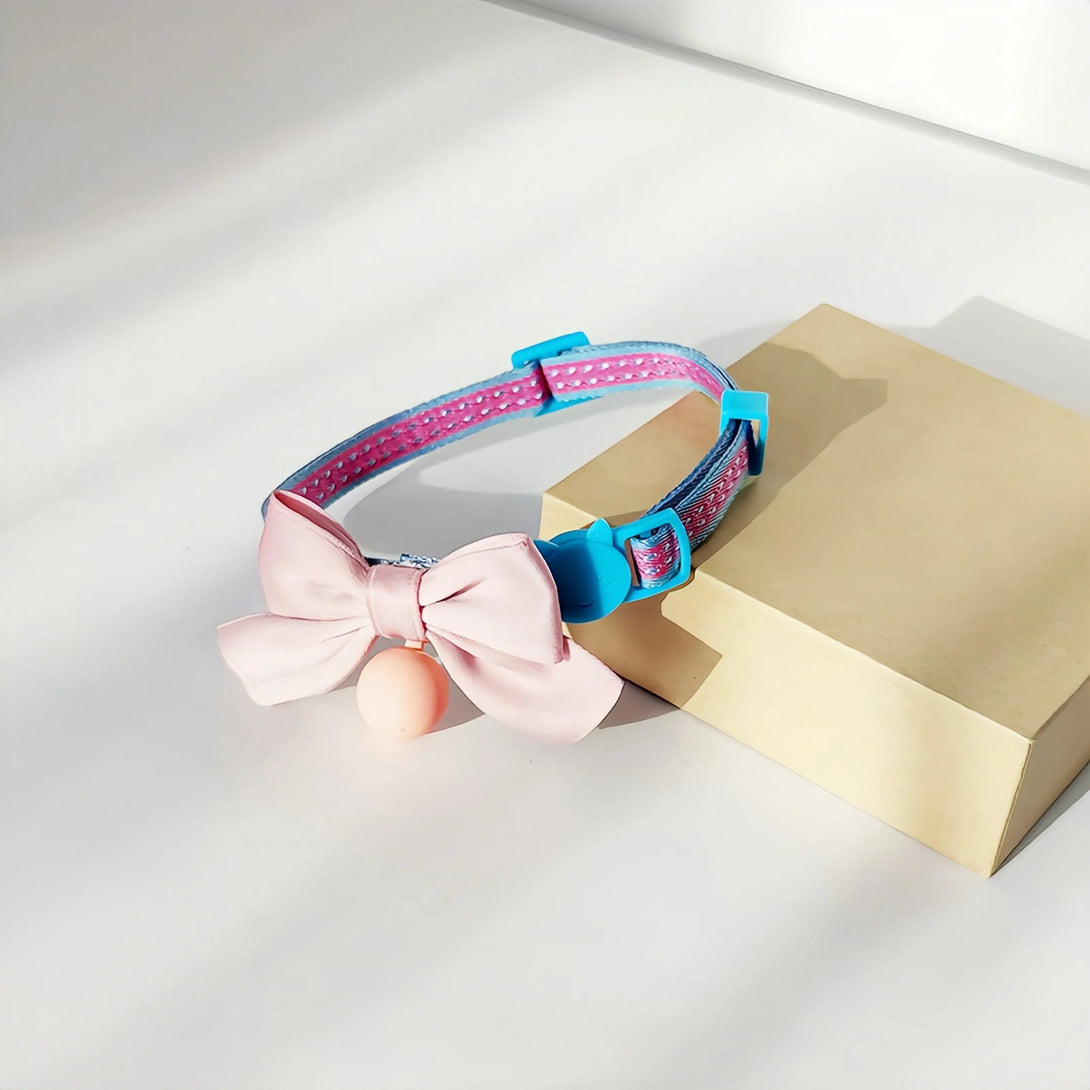 Paw Journeys Satin Butterfly Bow Cat Collar Baby-blue