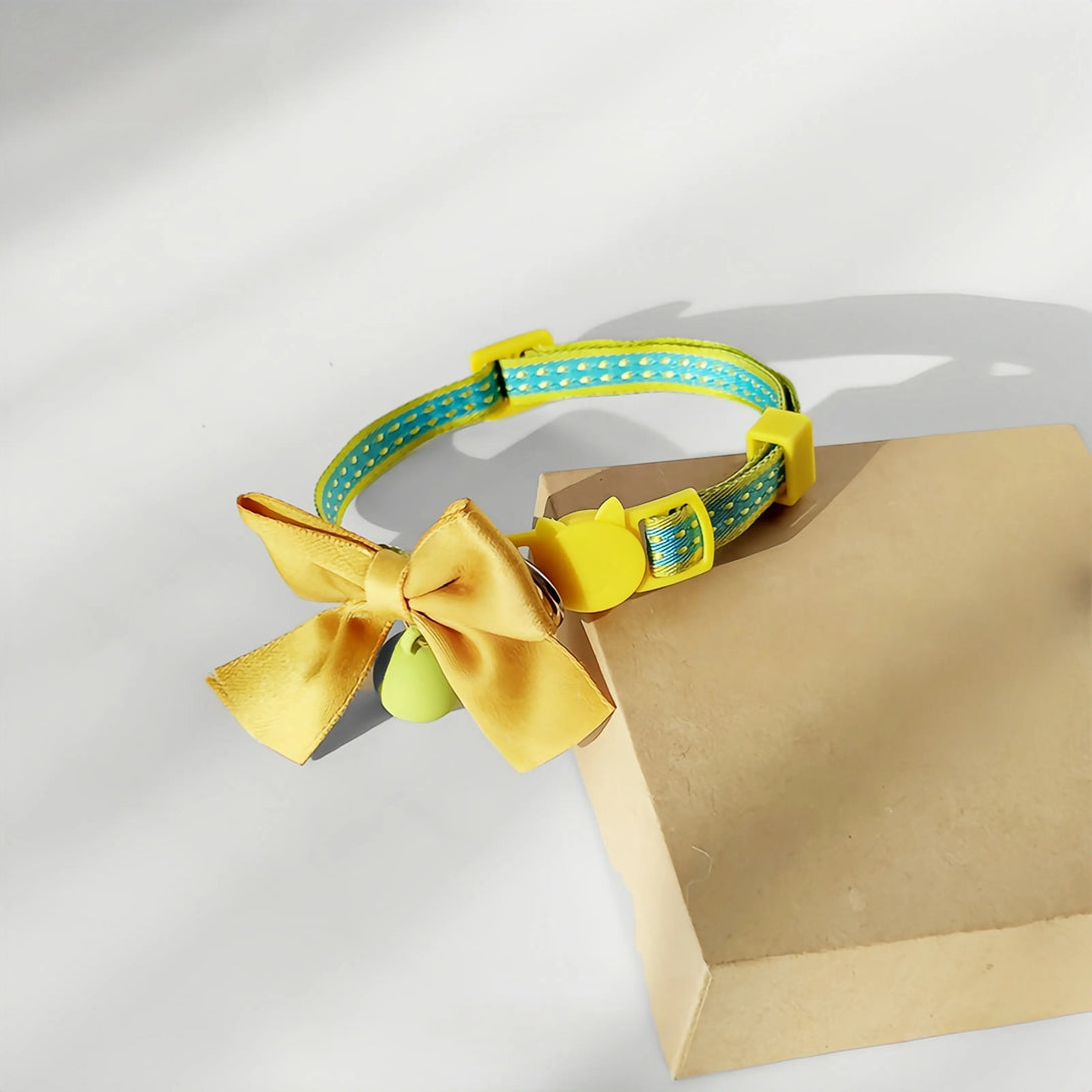 Paw Journeys Satin Butterfly Bow Cat Collar Lime-Yellow