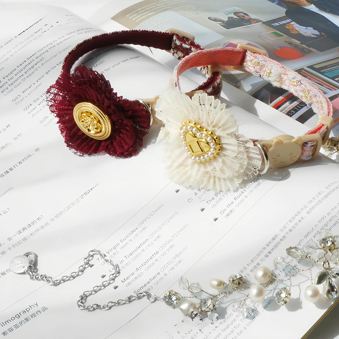 Paw Journeys Tulle Flower Cat Collar-01