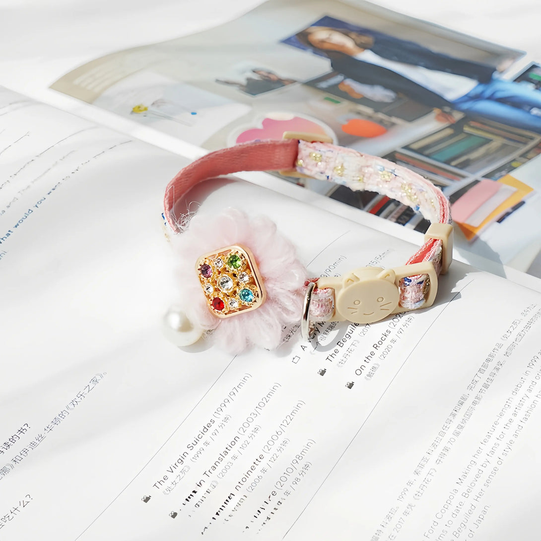 Paw Journeys Tulle Flower Cat Collar Pink-08