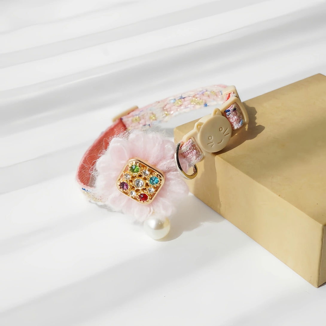 Paw Journeys Tulle Flower Cat Collar Pink