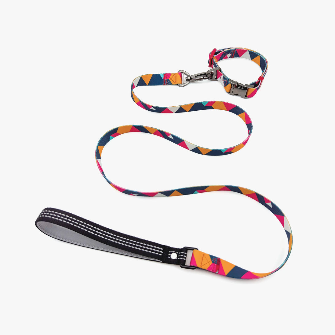 Paw Journeys Colorful Plaid  Dog Collar & Leash Kits-Reflective Red