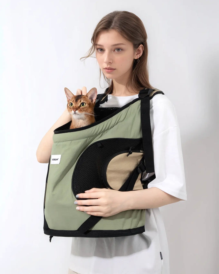 Front Carrying Tote Pet Backpack-Green-Scene