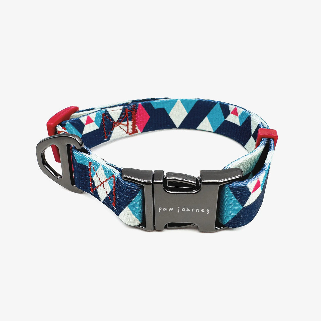 Paw Journeys Metal Buckle Dog Collar Blue